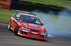 Nissan Silvia S14 modified for drifting King of Europe Round 3 Lydden Hill 2014 (14356011899).jpg