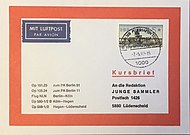 Kursbrief West-Berlin-Lüdenscheid vom 7. Mai 1987 (Frankatur: 85 Pf-Automatenmarke der DBP Berlin)