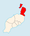 Map showing Haría in Lanzarote