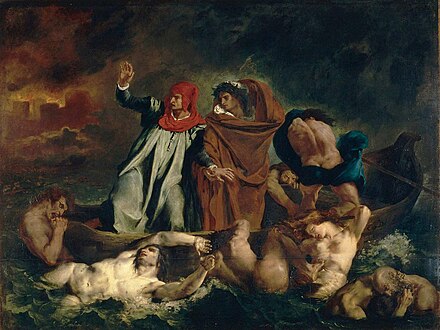La barca di Dante (E. Delacroix) (1798-1863). Iracondi e accidiosi nella palude stigia