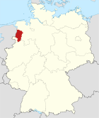 Map of Germany, position of the Emsland district highlighted