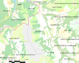 Mapa obce Le Glaizil