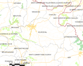 Mapa obce Sourdeval