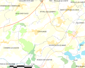 Poziția localității Louplande