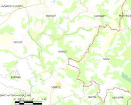 Mapa obce Ginals