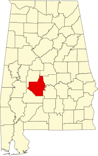 Locatie van Dallas County in Alabama