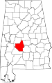 Mapa del estado que destaca el condado de Dallas