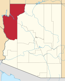 Mapa do Arizona com destaque para o condado de Mohave.svg