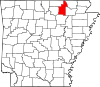 Map of Arkansas highlighting Sharp County.svg