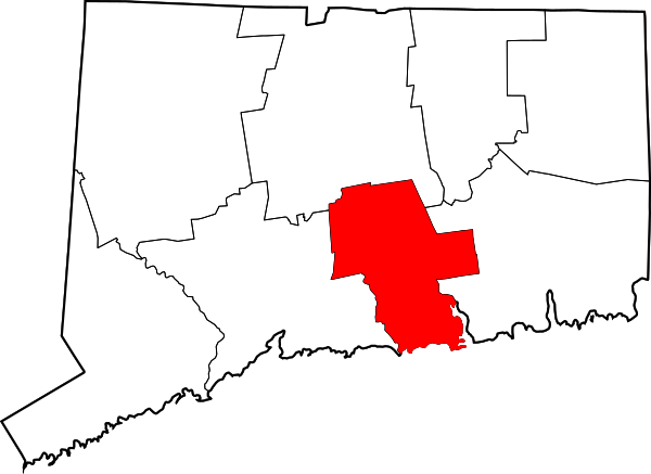 Map of Connecticut highlighting Middlesex County
