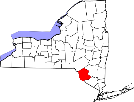 Location of Sullivan County in New York Map of New York highlighting Sullivan County.svg