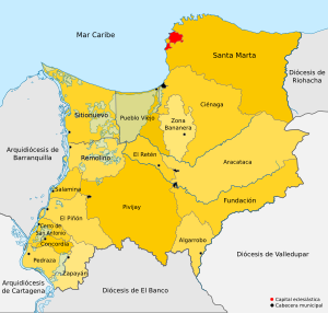 Mapa de la diócesis de Santa Marta