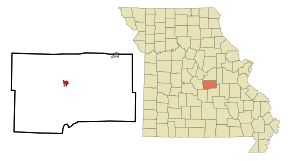 Maries County Missouri Incorporated and Unincorporated areas Vienna Highlighted.svg