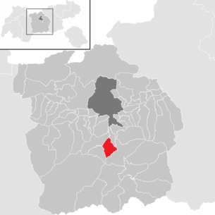 Lage der Gemeinde Mieders im Bezirk Innsbruck-Land (anklickbare Karte)