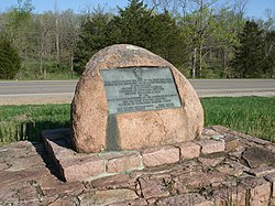 Historical marker commemorating the first mine at Mine La Motte "about 1700". Mine La Motte historical marker 1.jpg