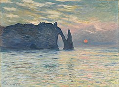 Claude Monet, La falaise d'Étretat, soleil couchant, 1883, 55,2 × 80,6 cm., North Carolina Museum of Art