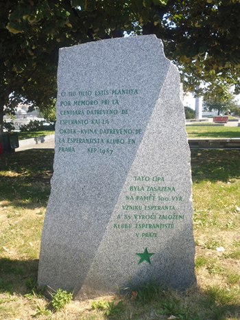 Monument commemorating 85 years of the Prague Esperanto Club