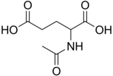 N-asetilglutamik kislotaning skelet formulasi