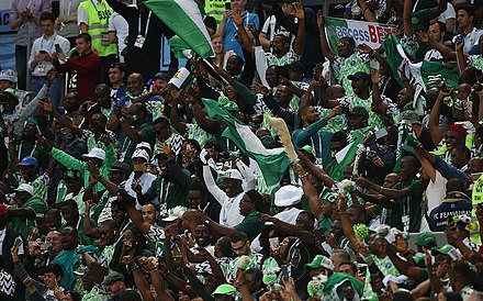 Nigerian football supporters at the 2018 FIFA World Cup in Russia