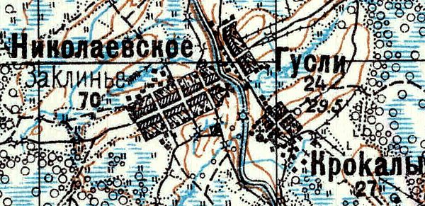 Деревня Николаевское карте 1926 года