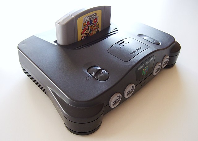 Paper Mario inserted in a Nintendo 64