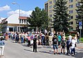 Čeština: Odhalení pomníku k 100. výročí vzniku republiky v Novém Městě na Moravě English: Unveiling ceremony of a sculpture by Vincenc Makovský, Nové Město na Moravě.