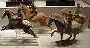 Joueuses de polo de la période de la dynastie Tang, céramiques.