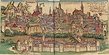 העיר בזל שבשווייץ - מפה משנת 1490 לערך