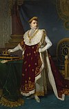 Oficiální portrét císaře Napoleona I. v úplném korunovačním kostýmu Michela Martina Drolingu, 1808.
