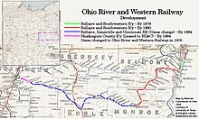 Konečné fáze vývoje a výstavby řeky Ohio a západní železnice.