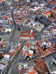 Letecký pohled na olomoucké Horní náměstí.