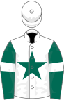 White, dark green star, dark green sleeves, white armlets