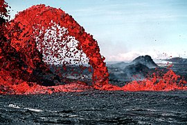 Arching lava fountain