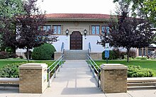 Denver Public Library - Park Hill Branch (1920) was designed by Merrill H. and Burnham F. Hoyt and is designated a Denver Landmark. Park Hill Branch Library.JPG