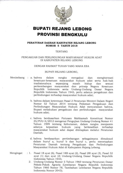 Berkas:Perda Kabupaten Rejang Lebong Nomor 05 Tahun 2018.pdf
