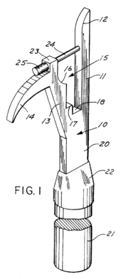 The head of a pike pole with various implements for pulling items Pike pole head.png