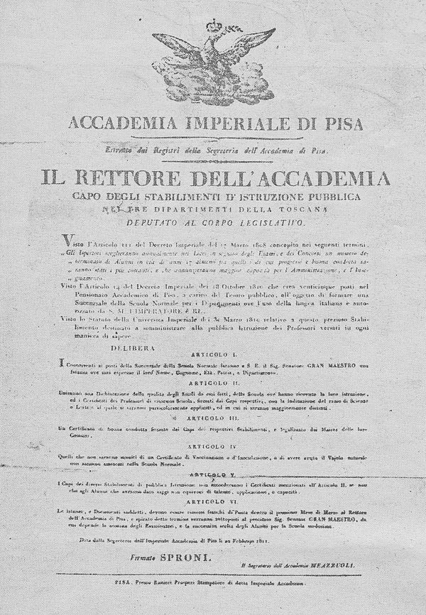 The first statute of the Scuola Normale Superiore