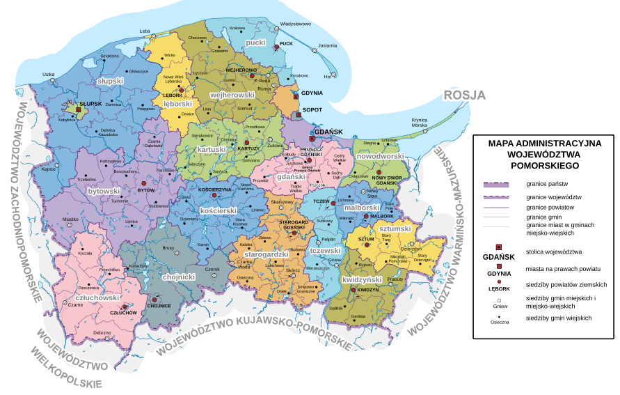 Pomeranian Voivodeship administrative map.svg