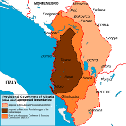 Territori i Shqipërisë të Pavarur, nën kontrollin e Qeverisë së Përkohshme të Shqipërisë