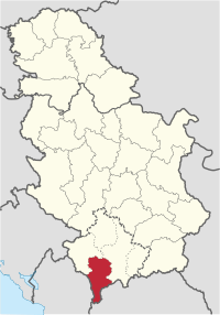 Location o Prizren Destrict in Serbie