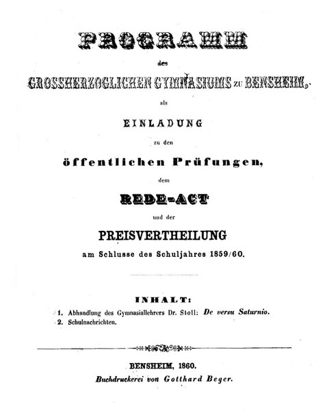 File:Programm des Großherzoglichen Gymnasiums zu Bensheim als Einladung zu den öffentlichen Prüfungen am Schlusse des Schuljahres 1859-1860 - Franz Xaver Stoll (1834-1902) - De versu Saturnio.pdf