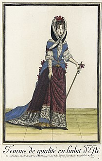 'Femme de Qualite en Habit d'Esté' aus: Recueil des modes de la cour de France (Nicolas Arnoult), Paris 1682-1688