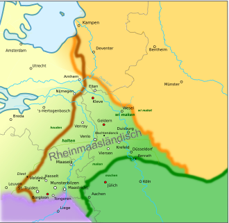 Rheinberger Platt: Herkunft, Niederfränkisch und Rheinmaasländisch, Die kleverländische Dialektgruppe und ihre südlichen Übergangsdialekte