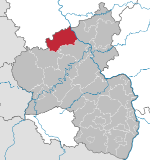 Li position de Subdistrict Ahrweiler in Rheinland-Palatinia