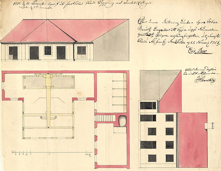 File:Ritningsnummer NS037-BN-1751-411 nybyggnad för färgaren Mauritz Engwiller på kvarteret Gripen, 1751.jpg
