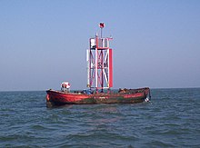 Roaring Middle light float, off King's Lynn at position 52deg 58'*64N., 0deg 21'*08E. Roaring Middle light float - geograph.org.uk - 638833.jpg