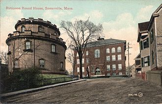 Postcard from 1913 showing Robinson Round House Robinson Round House, Somerville, Mass Postcard 1913.jpg