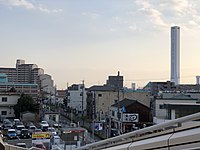 稲沢駅から見たSOLAÉと市街地