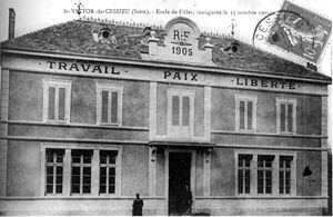 Saint-Victor-de-Cessieu, école des filles inauguré le 15 octobre 1905, 1907, p231 de L'Isère les 533 communes.jpg