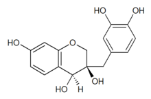 Chemical structure of the 3,4-dihydroxyhomoisoflavan sappanol. Sappanol.png